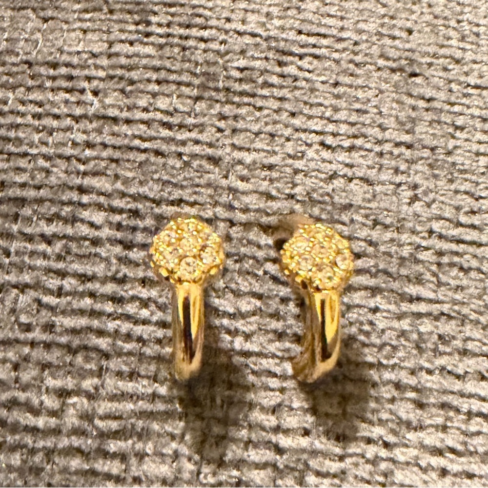 Limited Gold Hoop Rhinestone Encrusted Cluster Earrings